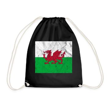 Wales Flag Vintage - Drawstring Bag - black - Front