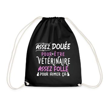 Humour métier vétérinaire Idée cadeau femme drôle - Sac de sport léger - noir - Devant