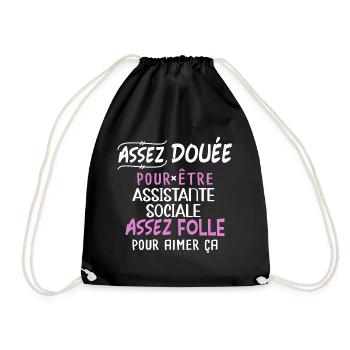 Assistante sociale humour métier idée cadeau femme - Sac de sport léger - noir - Devant