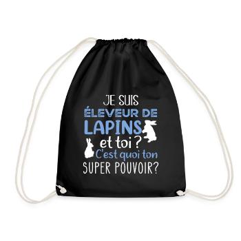 Cuniculteur éleveur de lapins, humour métier homme - Sac de sport léger - noir - Devant