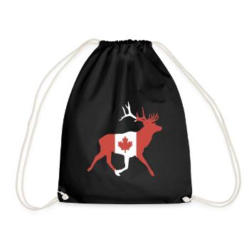 Cerf avec drapeau canadien - Sac de sport léger - noir - Devant