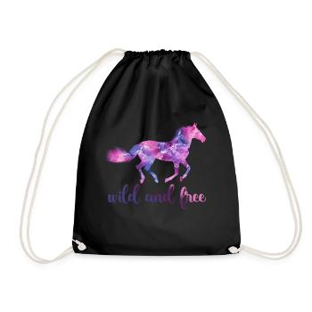 Sauvage et libre - cheval, cheval - Sac de sport léger - noir - Devant
