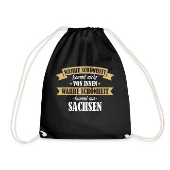 Sachsen Sachse Sächsin Bundesland Heimat Spruch - Turnbeutel - Schwarz - Vorne