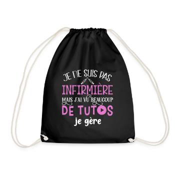 Infirmière humour métier maman idée cadeau médecin - Sac de sport léger - noir - Devant