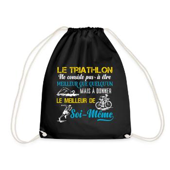 Triathlon motivation sport, idée cadeau triathlète - Sac de sport léger - noir - Devant
