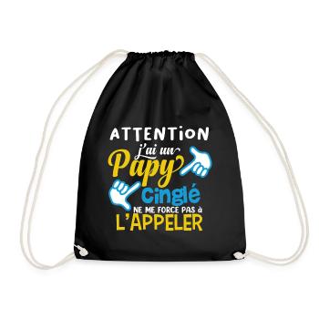 Attention papy cinglé, famille petit fils, humour - Sac de sport léger - noir - Devant