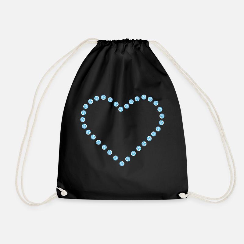 Diamant Herz blau Kontur - Turnbeutel - Schwarz