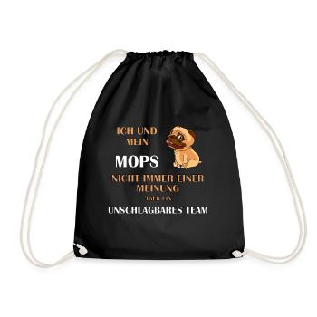 Mops - Turnbeutel - Schwarz - Vorne