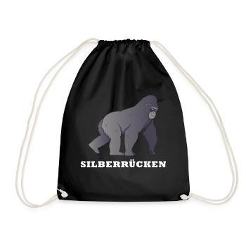 Silberrücken | Gorilla - Turnbeutel - Schwarz - Vorne