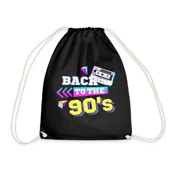 Back to the 90s 90er Jahre Retro - Turnbeutel - Schwarz - Vorne