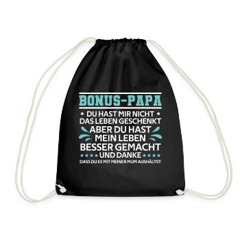 Bonus Papa Stiefvater Geschenk Pflegevater - Turnbeutel - Schwarz - Vorne
