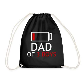 dad of 3 boys - Drawstring Bag - black - Front