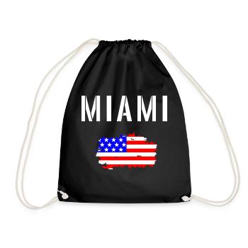 Miami Urlaub USA Flagge Reisen Amerika Florida - Turnbeutel - Schwarz - Vorne