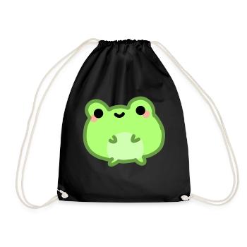 kawaii & glücklicher grüner Frosch froggy - Turnbeutel - Schwarz - Vorne