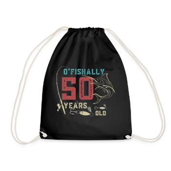 O'fishally 50 Years Old, Funny Fishing Dad Grandpa - Drawstring Bag - black - Front