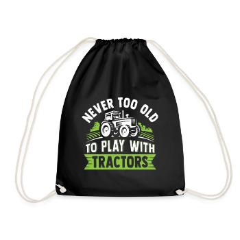 never too old to play with tractors - Drawstring Bag - black - Front