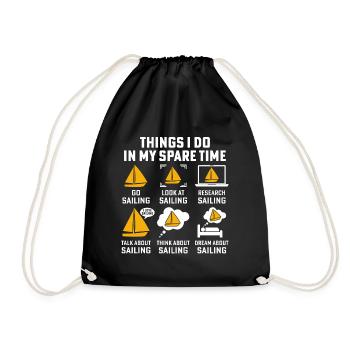 things i do in my spare time go sailing sail - Drawstring Bag - black - Front