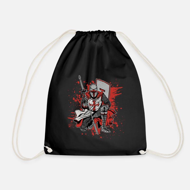 Crusader Knights Templar Deus Vult Knight Templar - Drawstring Bag - black