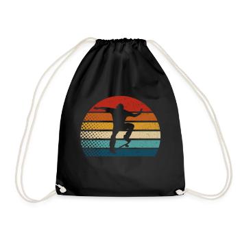 Skateur Skateboard Skate Skater Rétro Skate - Sac de sport léger - noir - Devant