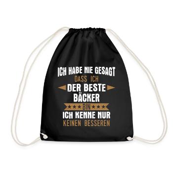 Bäcker Bäckerin Bäckerei Beruf Spruch - Turnbeutel - Schwarz - Vorne