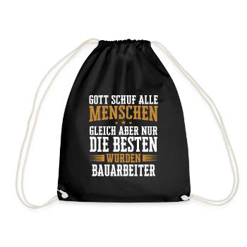 Bauarbeiter Baustelle Baggerfahrer Spruch - Turnbeutel - Schwarz - Vorne