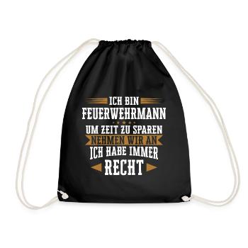 Feuerwehrmann Feuerwehr Notruf 112 Beruf Spruch - Turnbeutel - Schwarz - Vorne