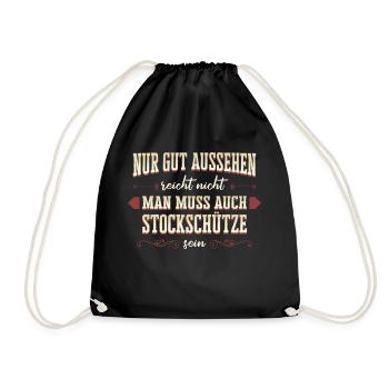 Stockschießen Eisstockschießen Eisstock Spruch - Turnbeutel - Schwarz - Vorne