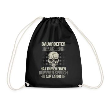 Bauarbeiter Baustelle Baggerfahrer Spruch - Turnbeutel - Schwarz - Vorne