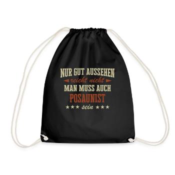 Posaune Posaunist Instrument Spruch - Turnbeutel - Schwarz - Vorne