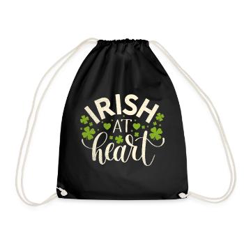 Irish At Heart St. Patrick's Day Ireland Shamrock - Turnbeutel - Schwarz - Vorne