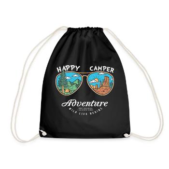 Happy Camper Cooles Camping Adventure Outdoor - Turnbeutel - Schwarz - Vorne