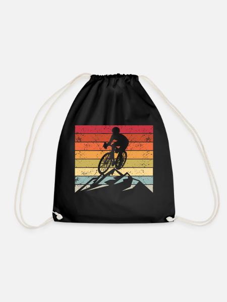 Vintage MTB Mountainbike Geschenk Fahrrad Zubehör - Turnbeutel - Schwarz
