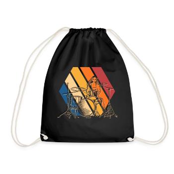 Drummer Drums Music Band Drums Drum - Drawstring Bag - black - Front