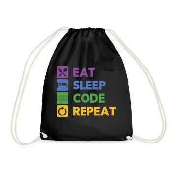 Eat Sleep Code Repeat Coder Programmer Software De - Turnbeutel - Schwarz - Vorne