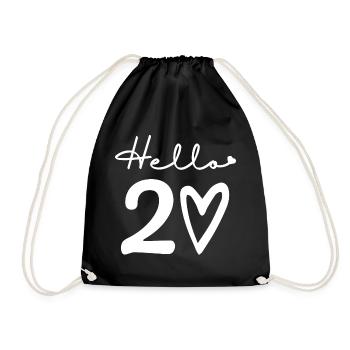 hello 20. 20th birthday - Drawstring Bag - black - Front