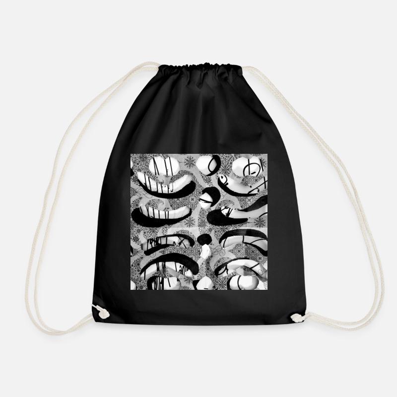 Pattern - Drawstring Bag - black