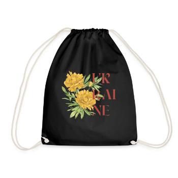 Ukrainian yellow flowers - Drawstring Bag - black - Front