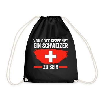 Schweiz Schweizer - Turnbeutel - Schwarz - Vorne