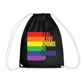 Real Love Knows No Gender LGBTQ Rainbow Heart - Drawstring Bag - black - Front
