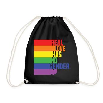 Real Love Has No Gender LGBTQ Rainbow Heart - Drawstring Bag - black - Front
