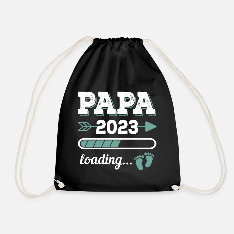 Papa 2023 Loading Geburt Schwangerschaft - Turnbeutel - Schwarz
