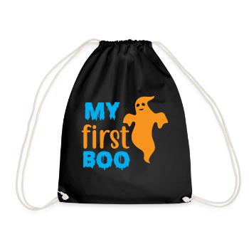 My first boo - halloween humor - Drawstring Bag - black - Front