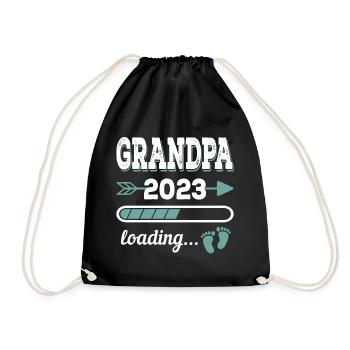 Grandpa 2023 Loading Grandpa Grandfather Gift - Drawstring Bag - black - Front