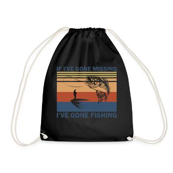 Fischer Fischen Angeln Angel Angler Fische Fisch - Turnbeutel - Schwarz - Vorne