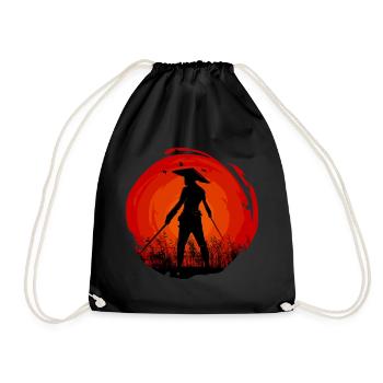 Samurai Ninja Asia Manga Anime Sun - Drawstring Bag - black - Front