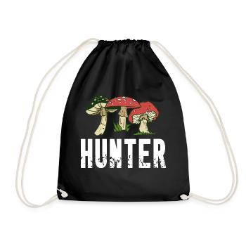 HUNTER Awesome Retro Mushroom Hunting T-Shirt - Drawstring Bag - black - Front