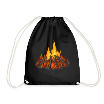 Lagerfeuer Camping Natur Wald Feuer draußen 14 - Turnbeutel - Schwarz - Vorne