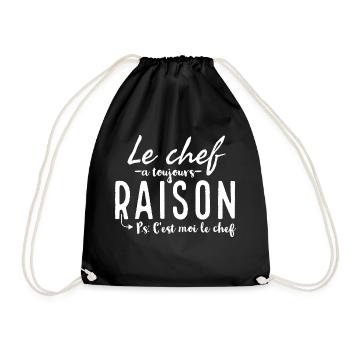 Le chef à toujours raison. Ps: c'est moi le chef. - Sac de sport léger - noir - Devant