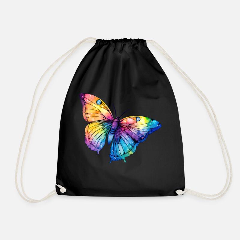 Schmetterling Regenbogen Farben. - Turnbeutel - Schwarz