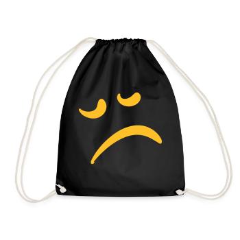 Traurig Guck, sad, unglücklich, trauriges Gesicht - Turnbeutel - Schwarz - Vorne